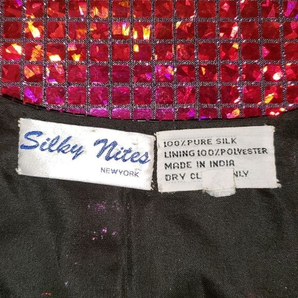 VNTG Silky Nites NY Pure Silk Beaded Jacket - Picture 9 of 9